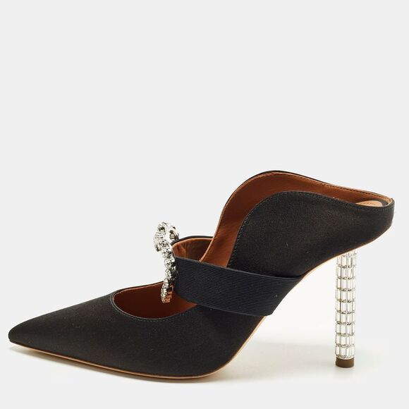 Malone Souliers X Emily In Paris Maureen Size 37 Black Satin Crystal